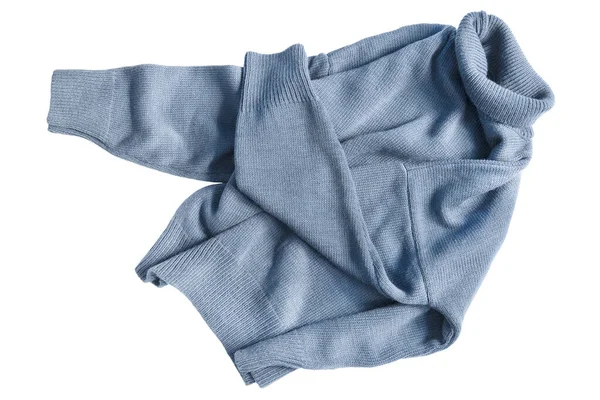 Zerknitterter Blauer Pullover Übergröße Vereinzelt Über Weißem — Stockfoto