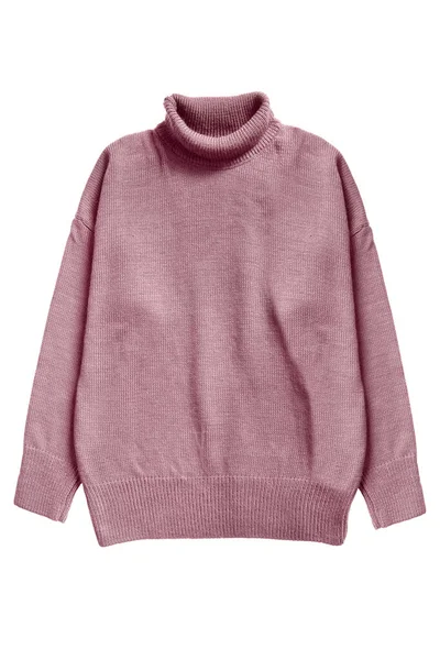 粉红超大的基本羊毛衫 白色后隔离 — 图库照片
