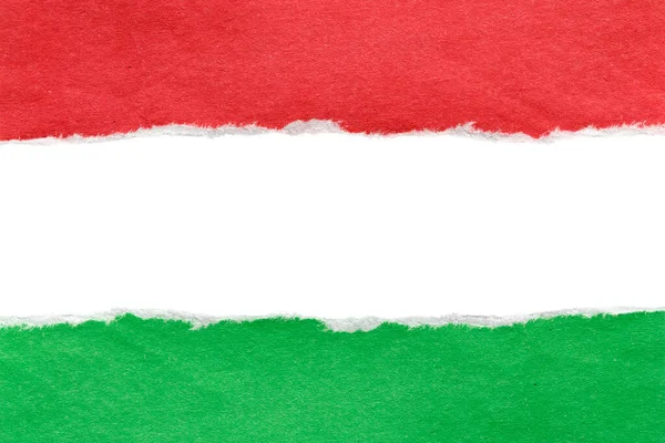 Torn Röd Och Grönbok Vit Som Ungersk Statsflagga — Stockfoto