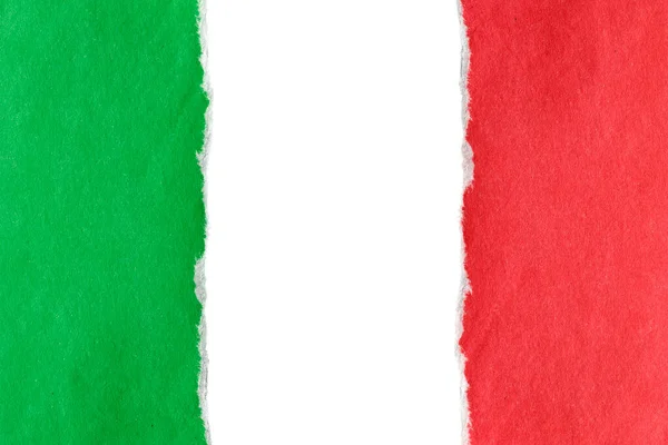 Torn Grönt Och Rött Papper Vitt Som Italienska Statens Flagga — Stockfoto