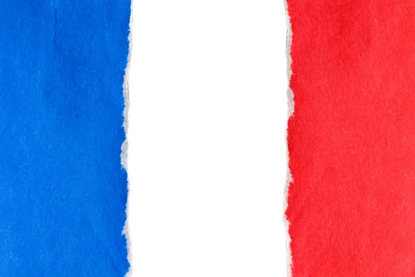 Carta Strappata Blu Rossa Sul Bianco Come Bandiera Nazionale Francese — Foto Stock