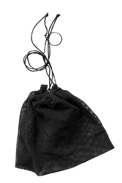 Black Textile Netting Bag Isolated White — Stock Photo, Image