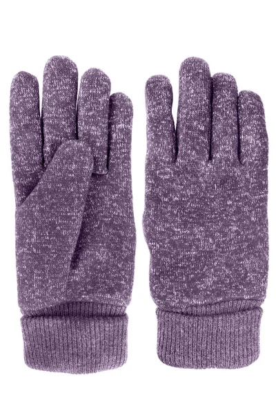 Gants Tricotés Laine Violette Isolés Sur Blanc — Photo