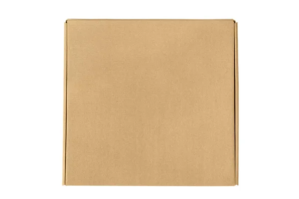 Boş Kahverengi Karton Kutu Beyaz Üzerine Izole — Stok fotoğraf