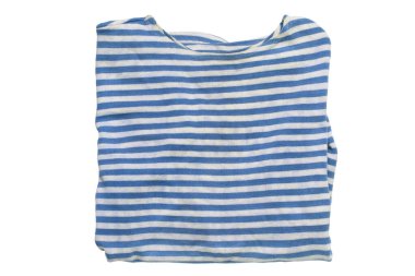 Beyaz üzerine izole edilmiş mavi ve beyaz çizgili gömlek.