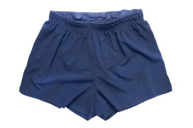 Mavi spor şortlar beyaz üzerine izole