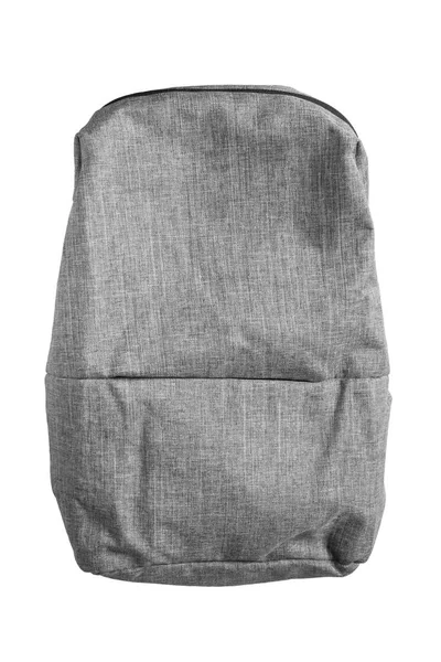 Grey Textile Closed Backpack Isolated White — Stock Photo, Image