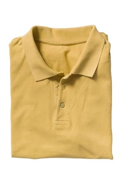 Camisa Amarela Dobrada Isolada Sobre Branco — Fotografia de Stock