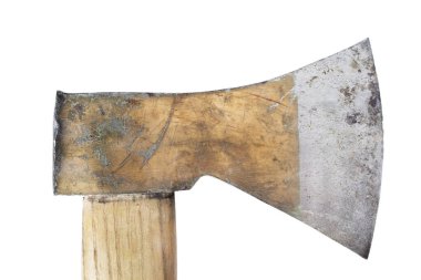 Eski paslı balta kafası beyaz üzerine izole edilmiş.