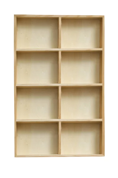 Wood Empty Shelving Box Isolated White — Stock Photo, Image