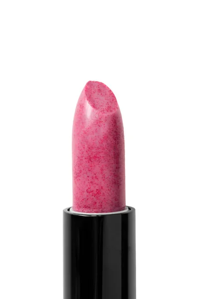 Rosa Lippenstift Peeling Nahaufnahme Auf Weißem Hintergrund — Stockfoto
