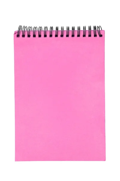 Ροζ Κενό Σημειωματάριο Άνοιξη Απομονώνονται Λευκό — Φωτογραφία Αρχείου