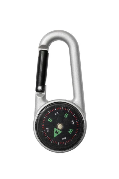 Compass Snap Spring Hook Isolated White — Stock Photo, Image