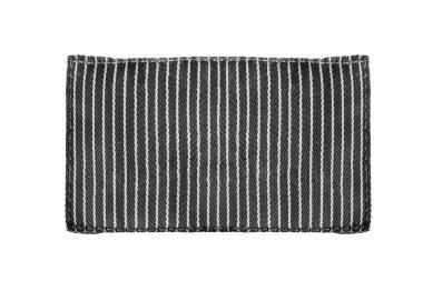 Siyah ve beyaz çizgili tekstil yaması beyaz üzerine izole edilmiş.