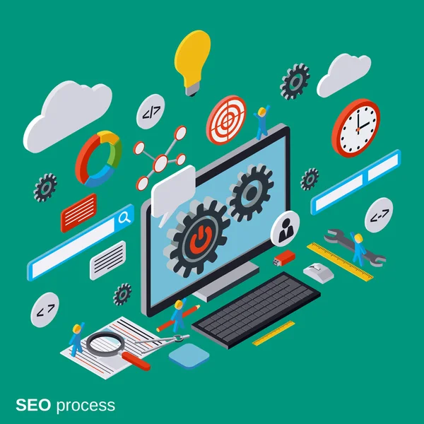 SEO Optimizasyon düz 3d izometrik vektör kavramı