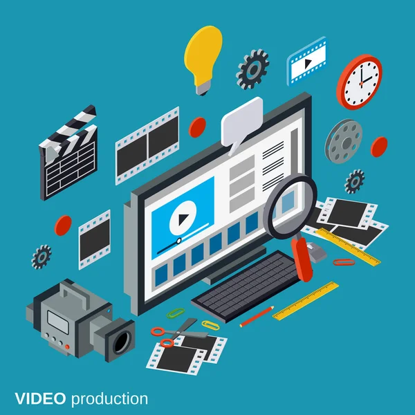 Conceito de vetor de produção de vídeo — Vetor de Stock