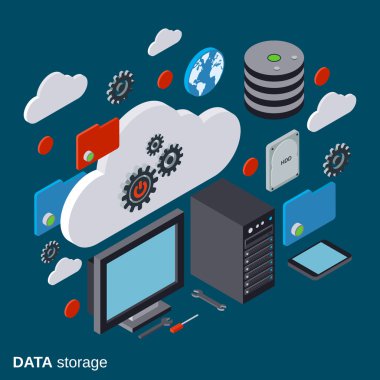 Bulut bilgisayar, veri depolama, elektronik cihaz simgeleri