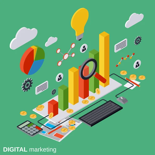 Marketing digital, concepto de vector de gestión — Vector de stock