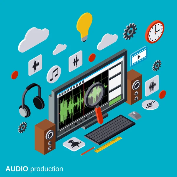Audio production, montage vector concept — Stock Vector