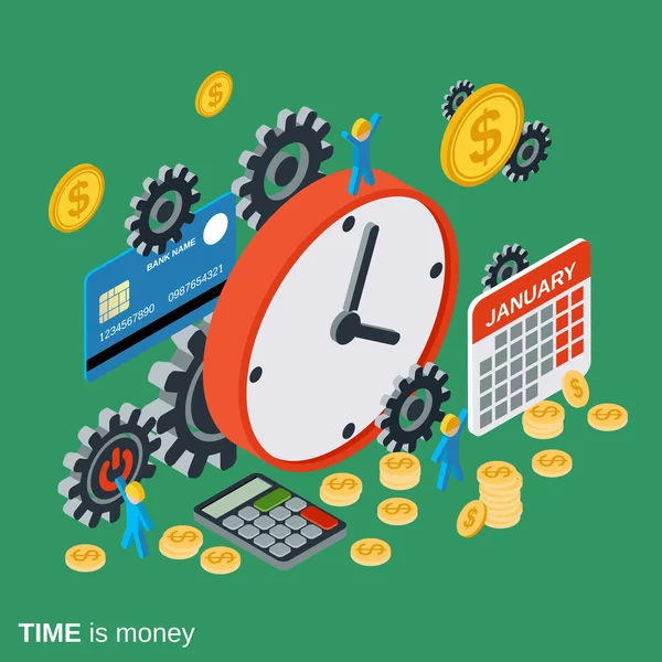 Zeit ist Geld, Zeitmanagement, Geschäftsplanungsvektorkonzept — Stockvektor