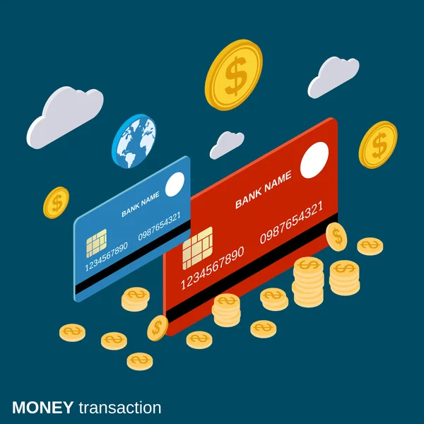 Pengar transaktion, finansiella transfer, internetbank vektor koncept — Stock vektor