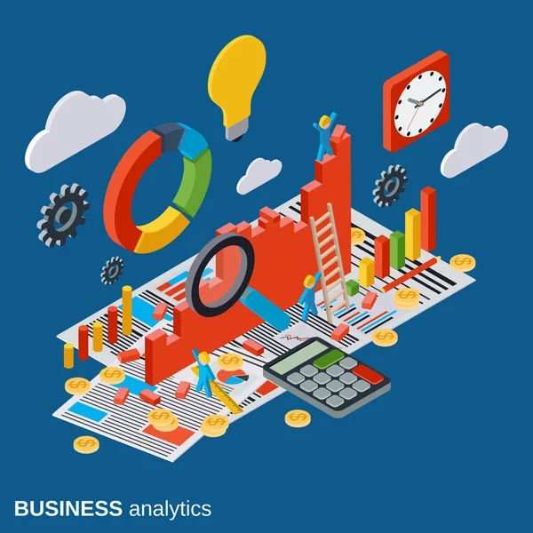 Análisis de negocios, informe, estadística financiera, concepto de vector de crecimiento — Archivo Imágenes Vectoriales