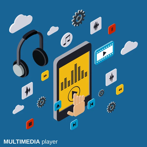 Multimedia player, portable modern gadget, smartphone vector illustration — Stock Vector