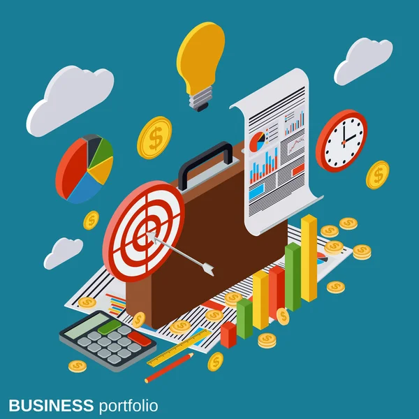Portfolio, business plan, report, financial statistics, analytics vector concept — Stock Vector
