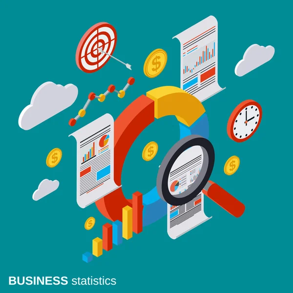 Statistique des entreprises, analyse, rapport, concept de vecteur d'audit financier — Image vectorielle