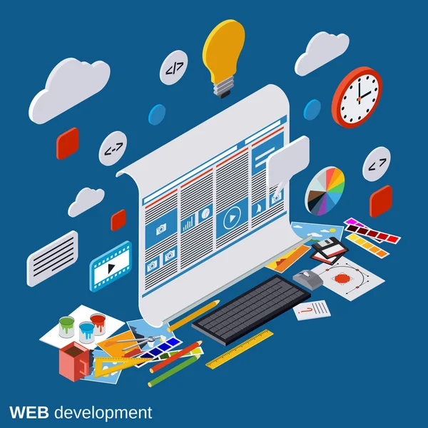 Web design, development, website construction, graphic design vector concept — Stock Vector