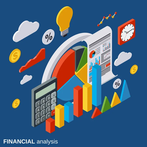 Финансовый анализ, бизнес-отчет, современная инфографика, векторная концепция рыночной статики — стоковый вектор