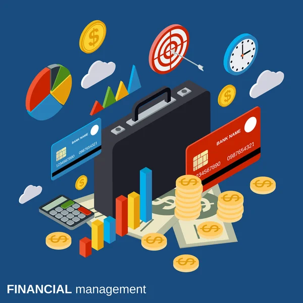 Cartera de negocios, análisis financiero, informe de negocios, concepto de vector de gestión — Vector de stock