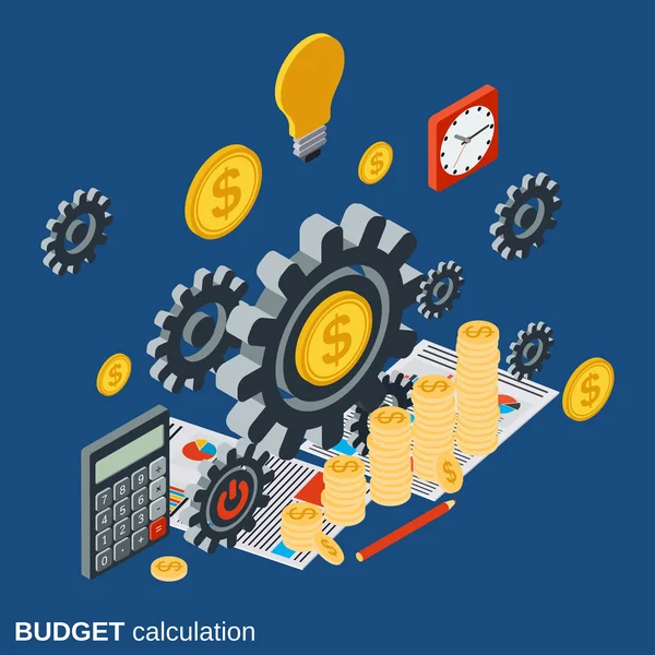 Cálculo financiero, planificación presupuestaria, definición de costes concepto vectorial — Vector de stock