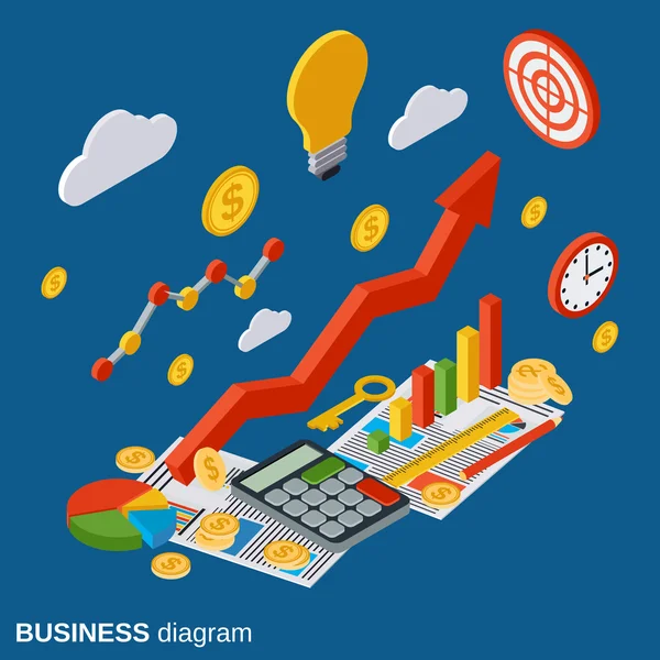 Estadísticas financieras, informe empresarial, concepto moderno de vector infográfico — Archivo Imágenes Vectoriales