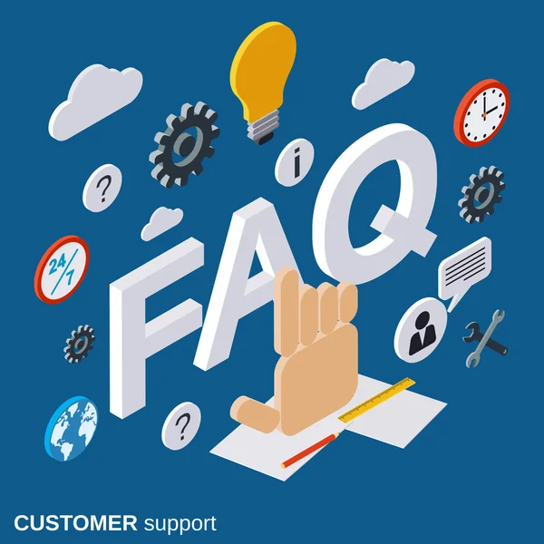 Supporto clienti, supporto tecnico, tutorial, guida utente, concetto vettoriale FAQ — Vettoriale Stock