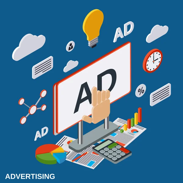 Publicidad, concepto de vector de promoción — Archivo Imágenes Vectoriales