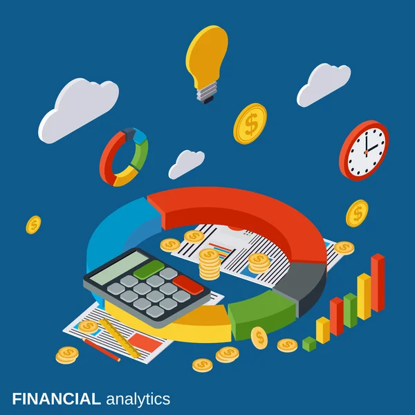 Financial analytics, business report, statistic vector concept — Stock Vector