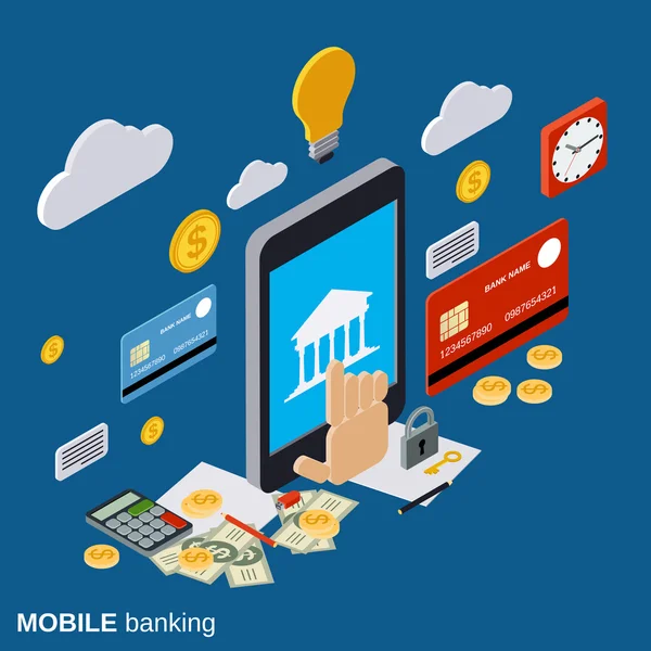 Mobil ödeme, online bankacılık, para transferi, finansal işlem vektör kavramı