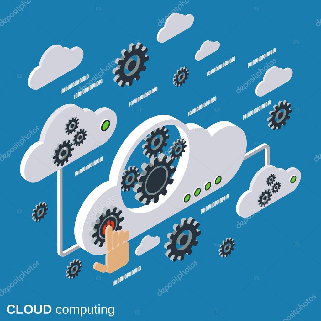 Vector of Cloud computing, network, data processing vector concept Cloud computing, network, data processing flat isometric vector concept illustration stock vector