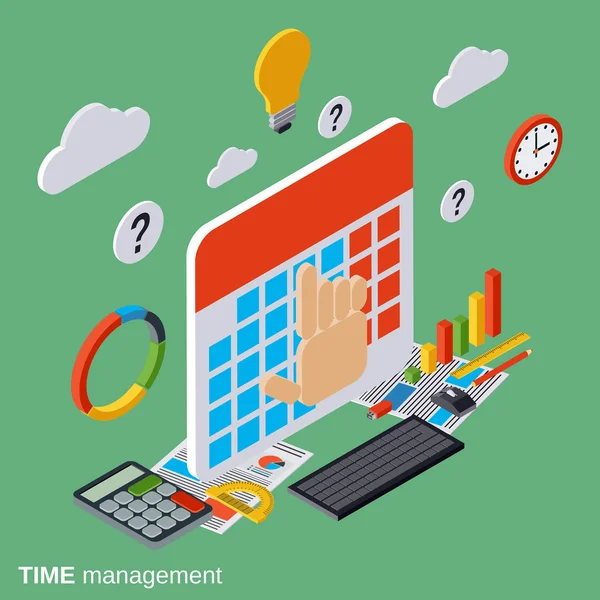 Gestión del tiempo, planificación empresarial, concepto de vector de control del tiempo — Vector de stock