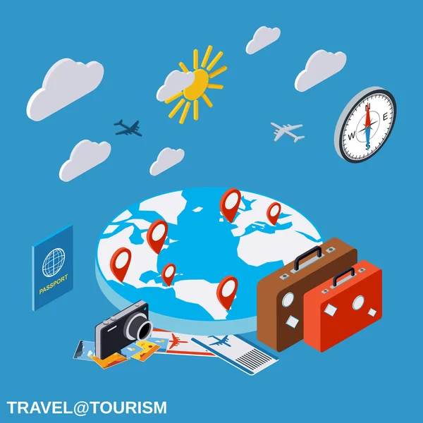 Voyage, tourisme, concept de vecteur de vacances — Image vectorielle