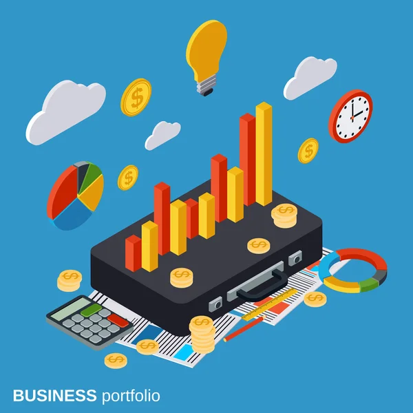 Obchodního portfolia, finanční statistika, analýza, koncepce vektorové řízení — Stockový vektor