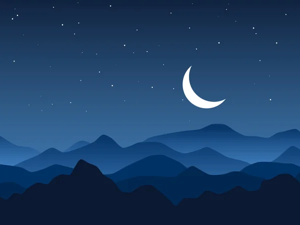 Nacht bergen achtergrond — Stockvector