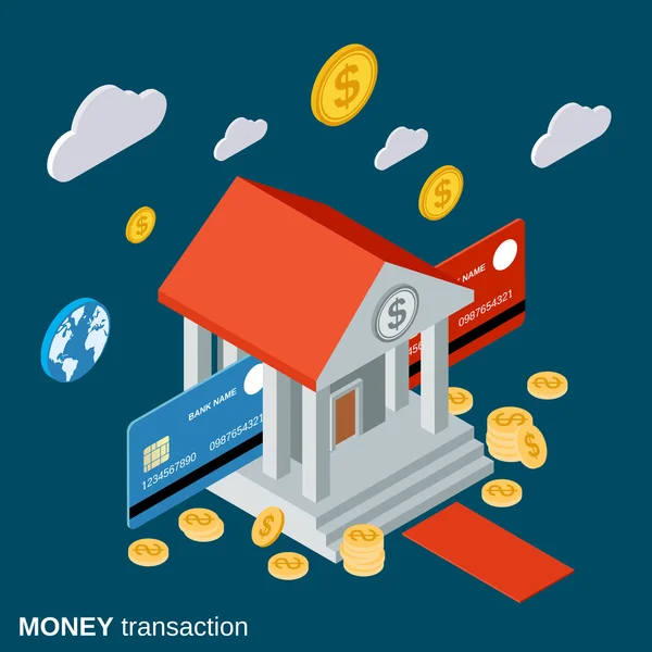 Transferencia de dinero, transacción financiera, concepto de vector bancario — Vector de stock