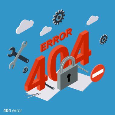 404 hata sayfası düz izometrik vektör kavramı