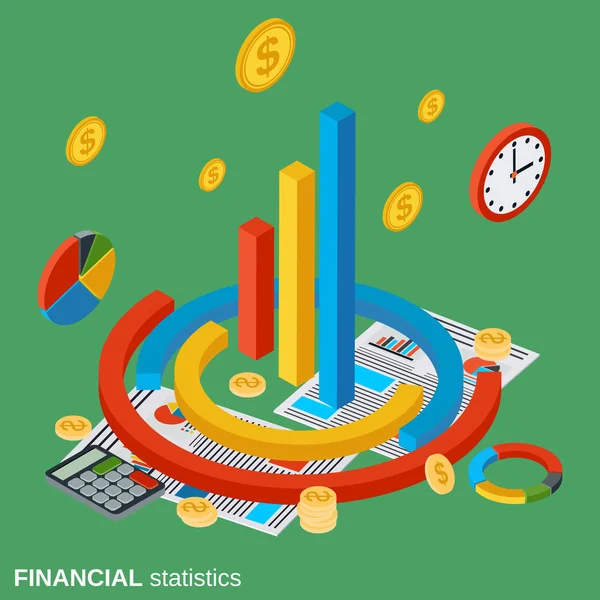 Estadísticas financieras, análisis de negocio vector concepto — Vector de stock
