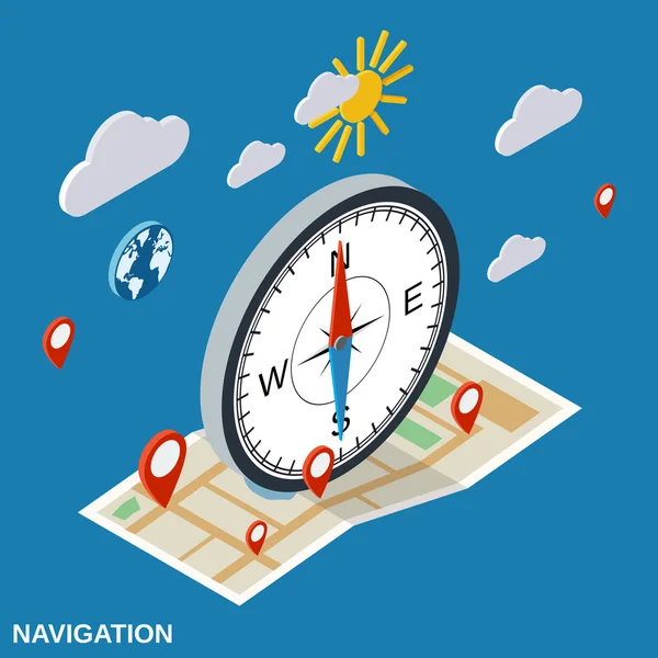 Navigatie platte isometrisch vector concept — Stockvector