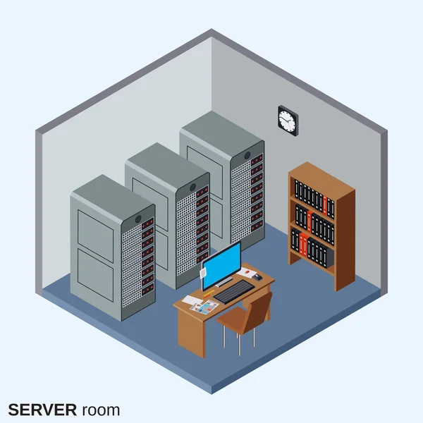 Server room, data center interior vector illustration — Stock Vector