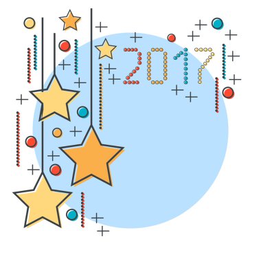 İnce çizgi düz tasarım stili Noel ve yeni yıl 2017 vektör çizim