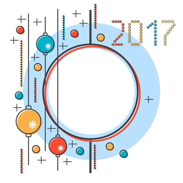 Тонкая линия плоский стиль дизайна Рождество и Новый год 2017 векторная иллюстрация — стоковый вектор